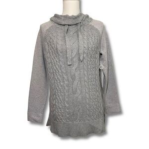 NWT TRIBAL JEANS Heather Gray Pullover Cable Knit Sweater Sweatshirt Top New